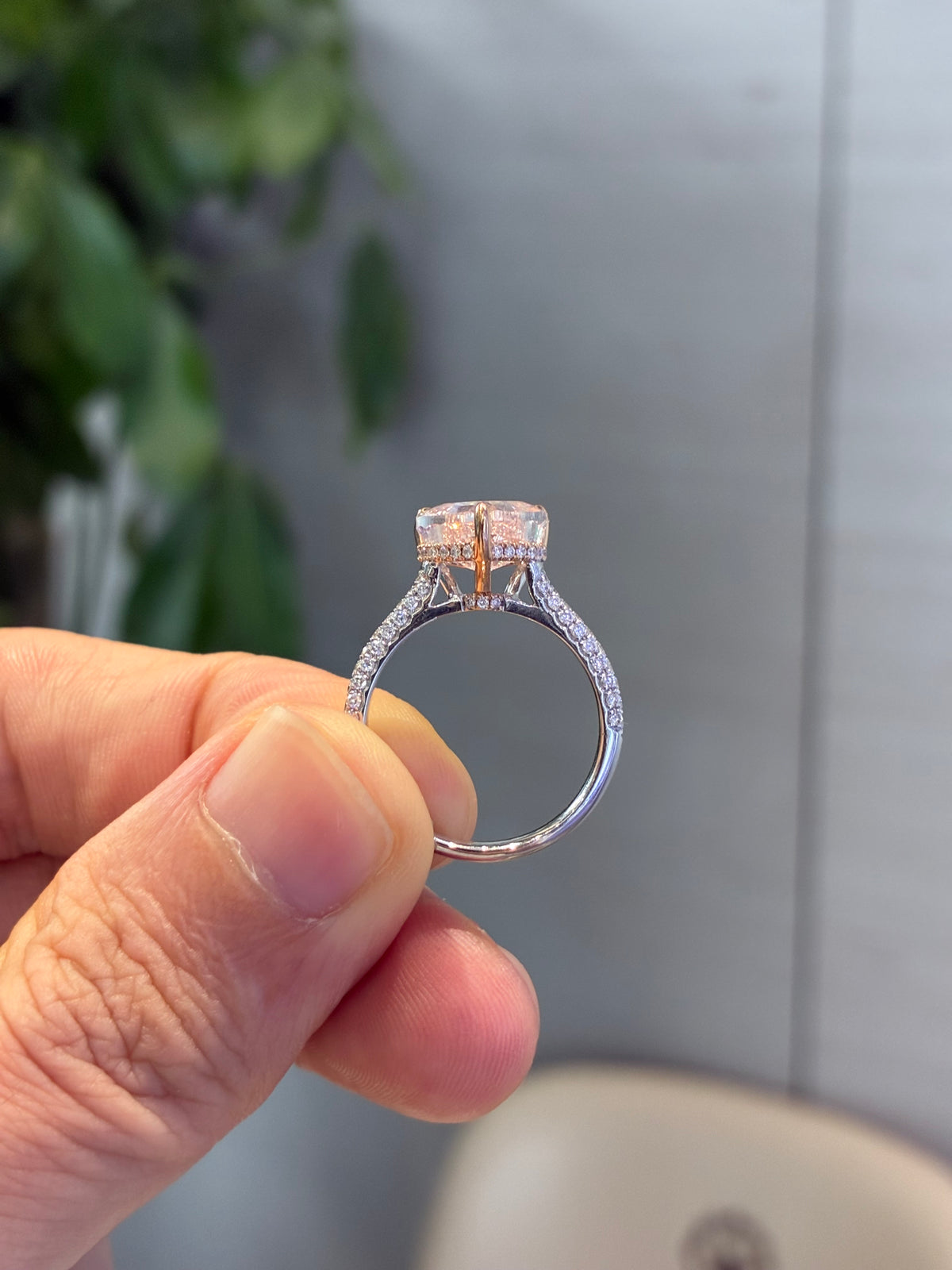For customize Crystalgriego0 Pink heart 2 carats VS1 14k white gold with 0.397 carats sidestones Ty