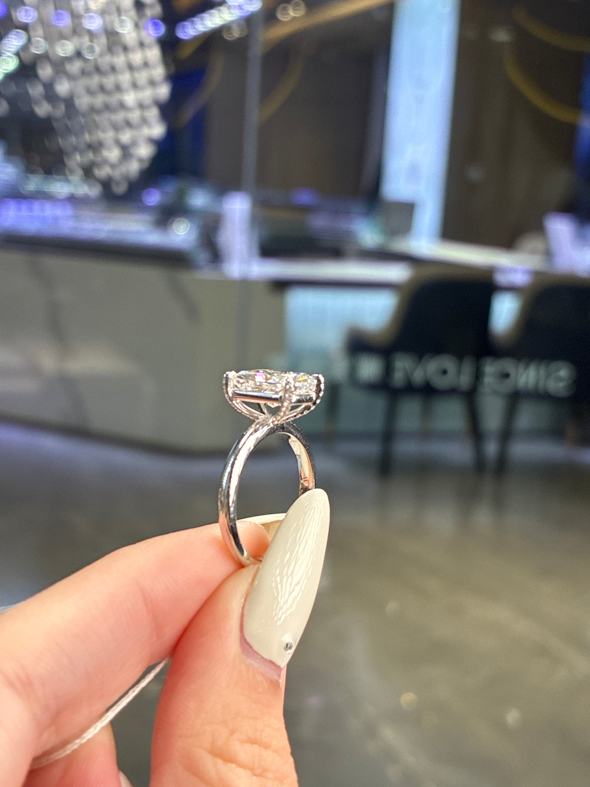 Deposit for alantejeda 14k solid white gold 3ct radiant cut E/VVS2 ring