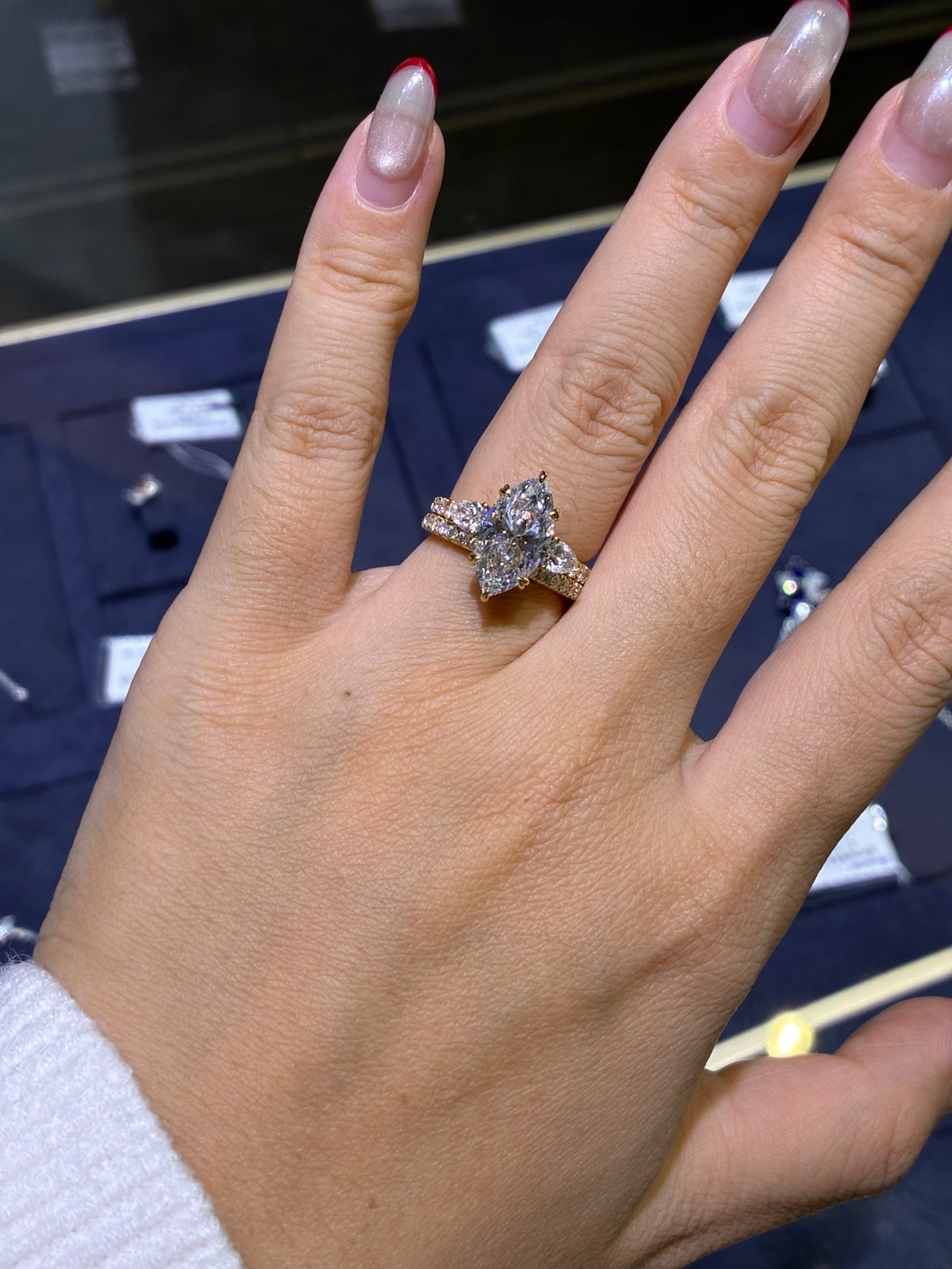 For Kayla,Bridal Set(3ct+0.499ct Marquise Ring +0.745ct Open Band) Customized