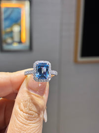 For Lola, 3ct+0.548ct Aquamarine lab Gem Ring in 18k gold