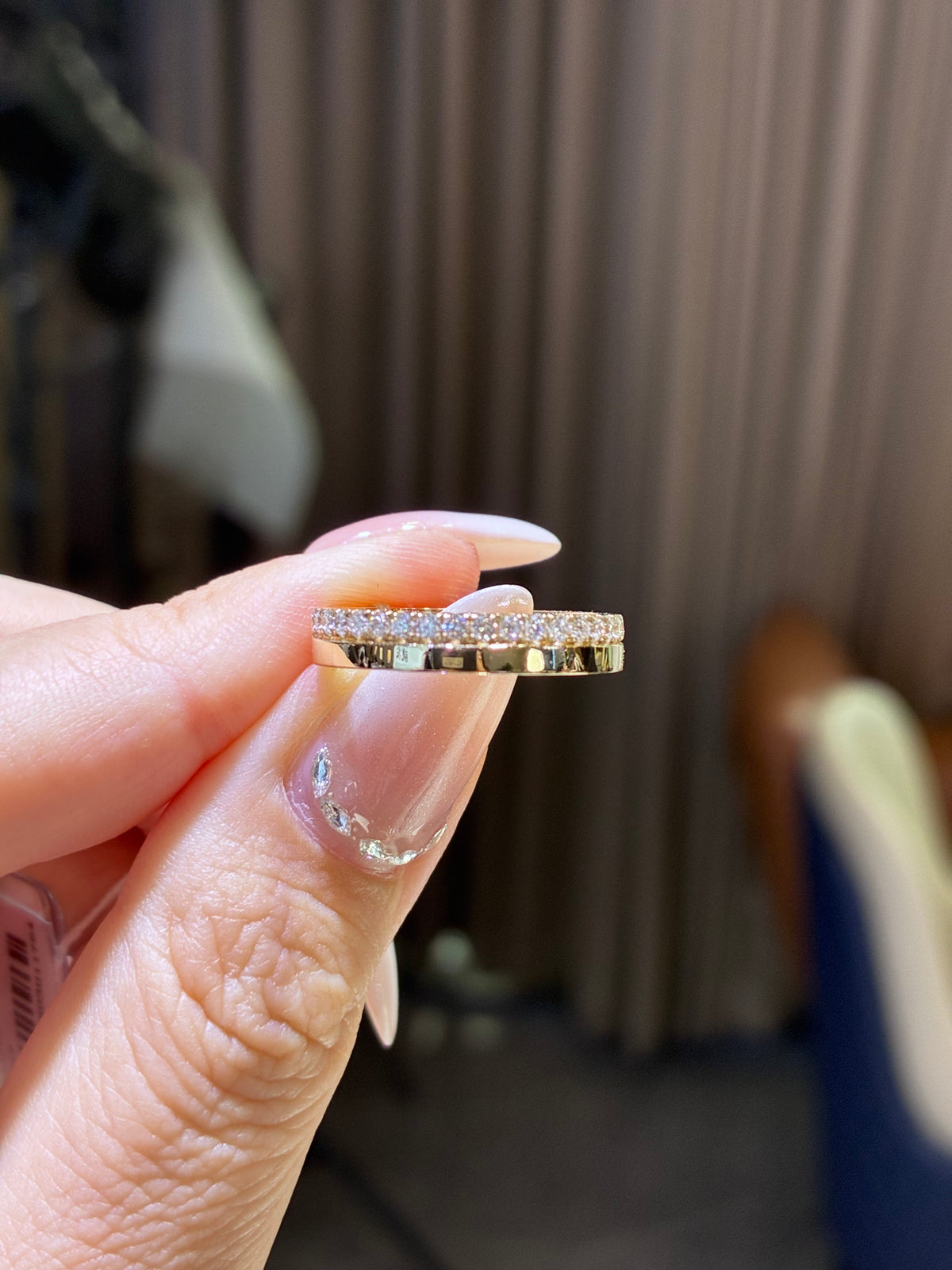 For KM, 0.33ct Half Diamond band in 14k gold
