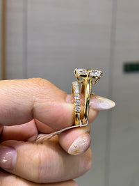 For MARZ LEON, 3ct Radiant Compass prongs in 14K + 0.54ct Diamond band in 18K