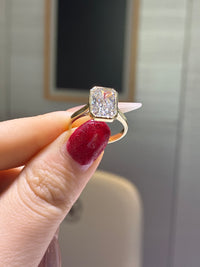 For Shelby 14k yellow gold bezel radiant cut ring E/vs1 2.87ct