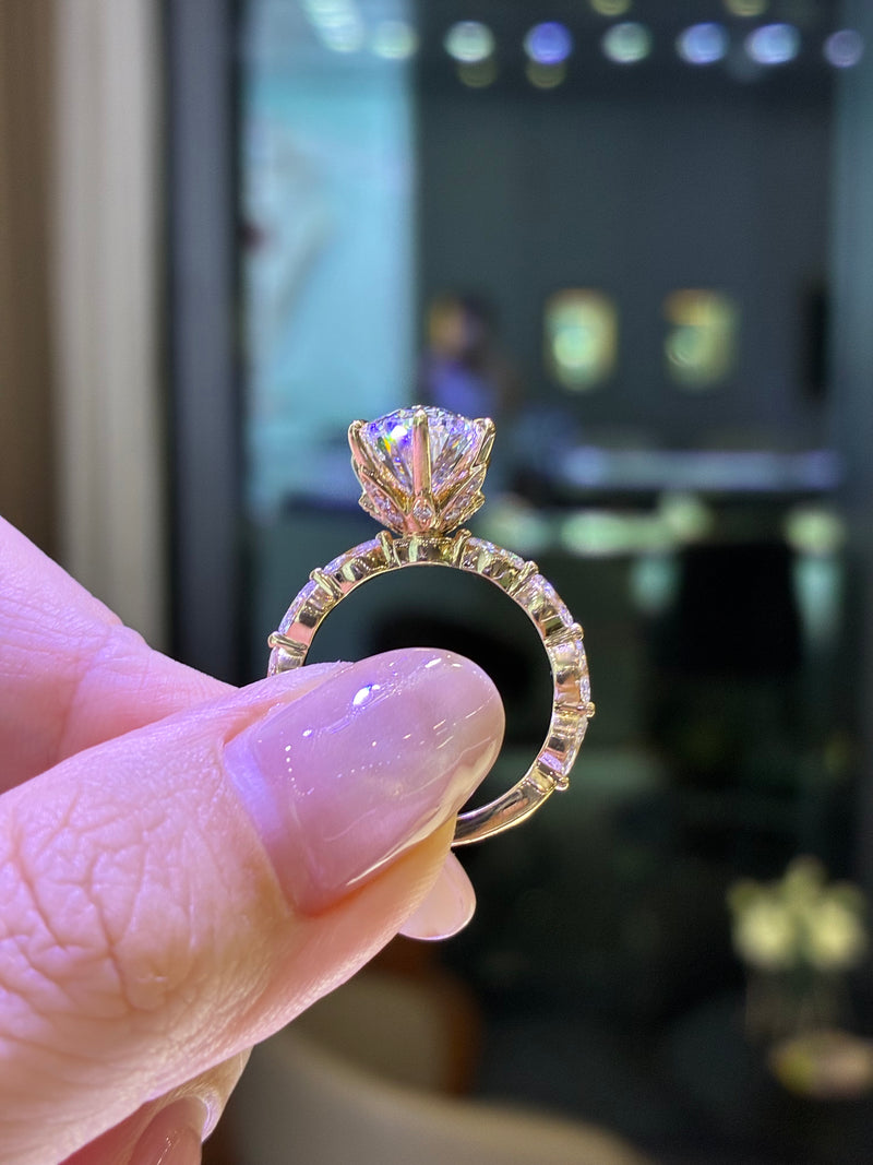 For Kona, 5.9ct total Oval Lab Diamond Solitaire Engagement Ring, E/VS1, in 14k solid yellow gold, ready to ship