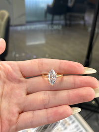 For Ola 14K solid yellow gold 2.51ct E/VVS2 with 0.05ct bridge stones, flower basket ring(ready to ship)