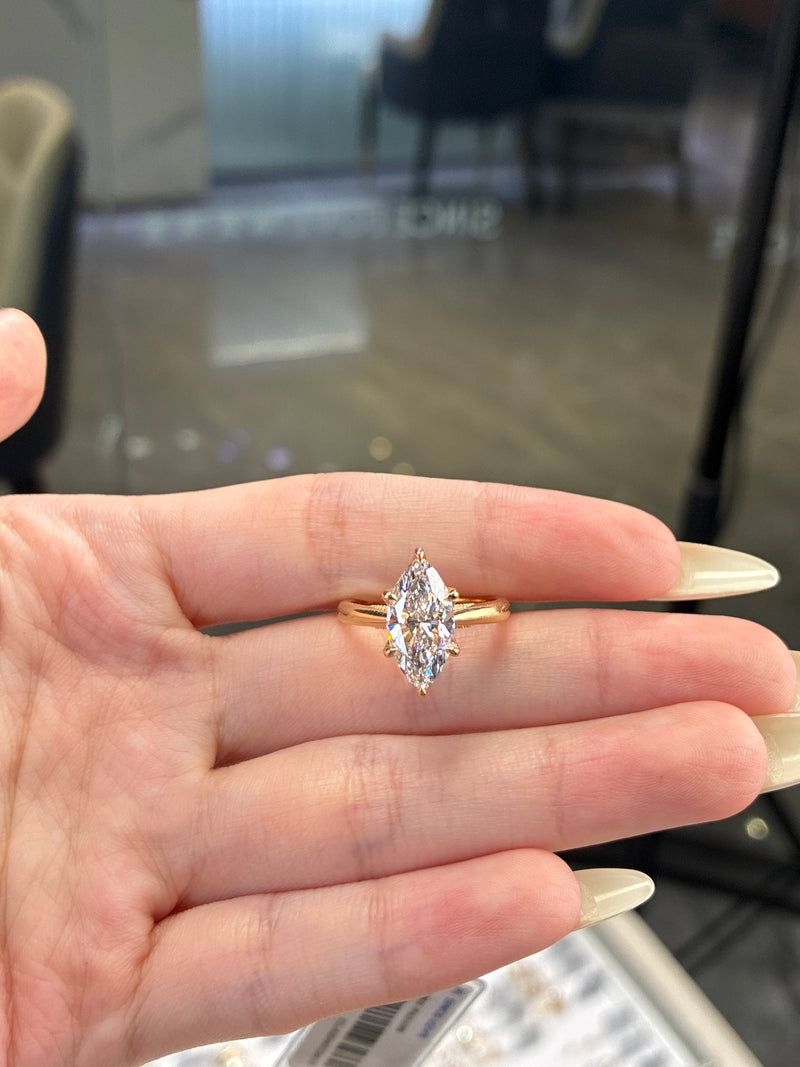 For Ola 14K solid yellow gold 2.51ct E/VVS2 with 0.05ct bridge stones, flower basket ring(ready to ship)