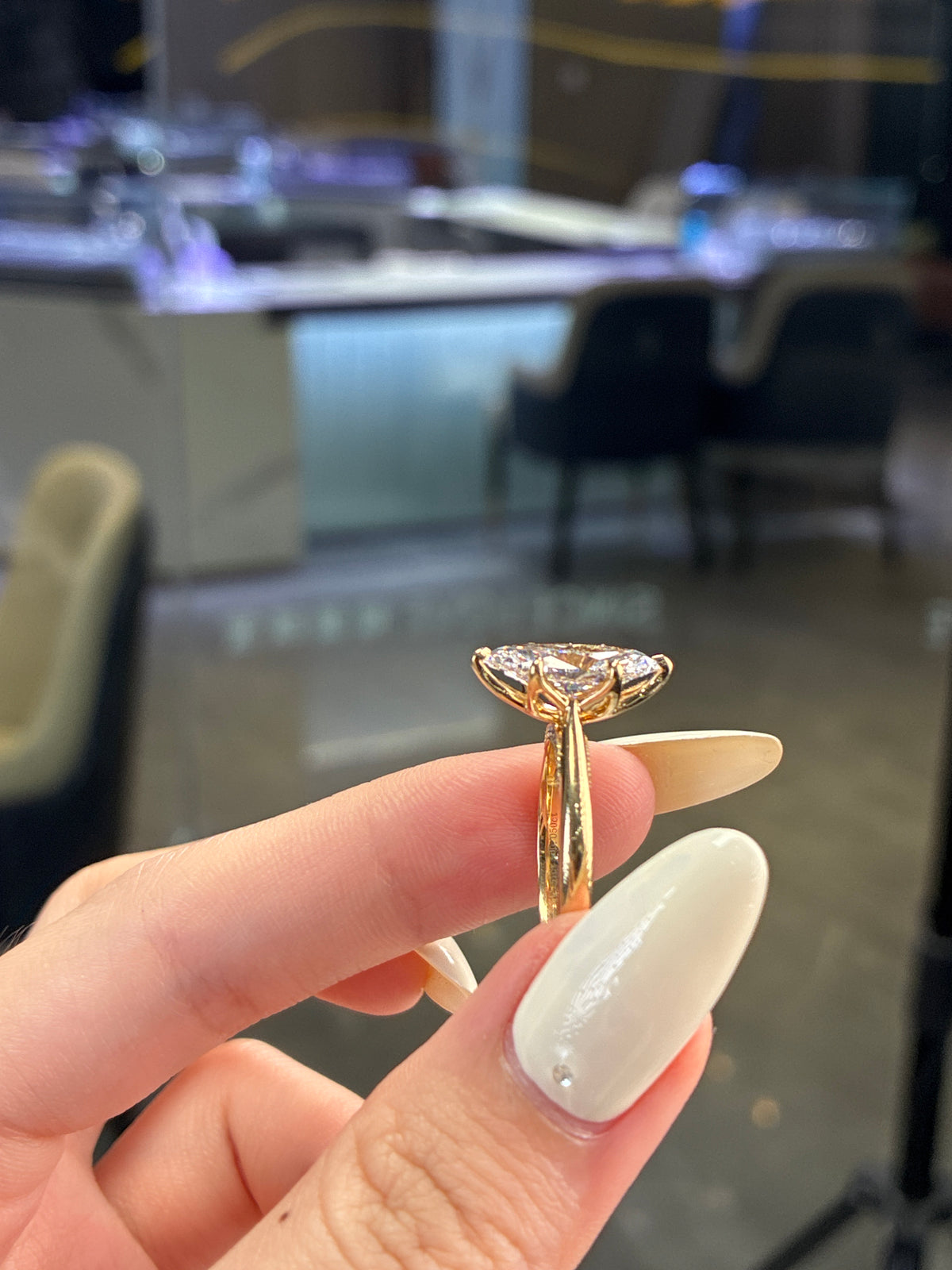 For Ola 14K solid yellow gold 2.51ct E/VVS2 with 0.05ct bridge stones, flower basket ring(ready to ship)