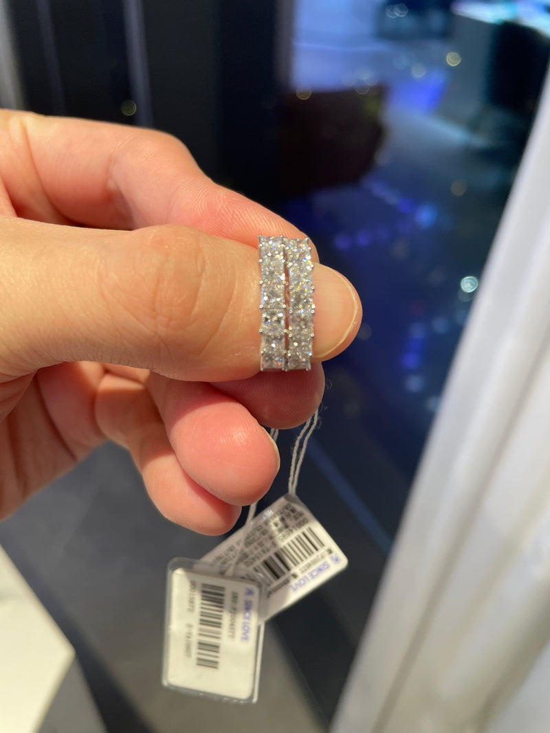 50% Deposit For Miss.Freeman//Princess Cut Half Eternity Band Ring*2//14K Solid white gold//Total 7 Princess cut stone for total 1.145ct//D-E/VS-VVS// US Size 7