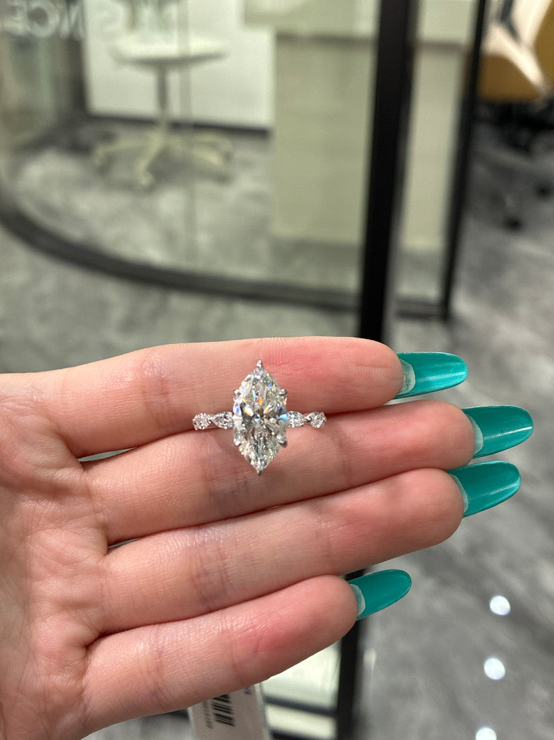 Deposit For Ruthie 14K solid white gold 4carat marquise E VVS2 with marquise band 0.914ct