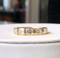 Deposit for noorelqadicampbell, eastwest bezel 5 stone emerald half eternity band Total 1.5 carats, each stone 0.3ct,  14k yellow gold