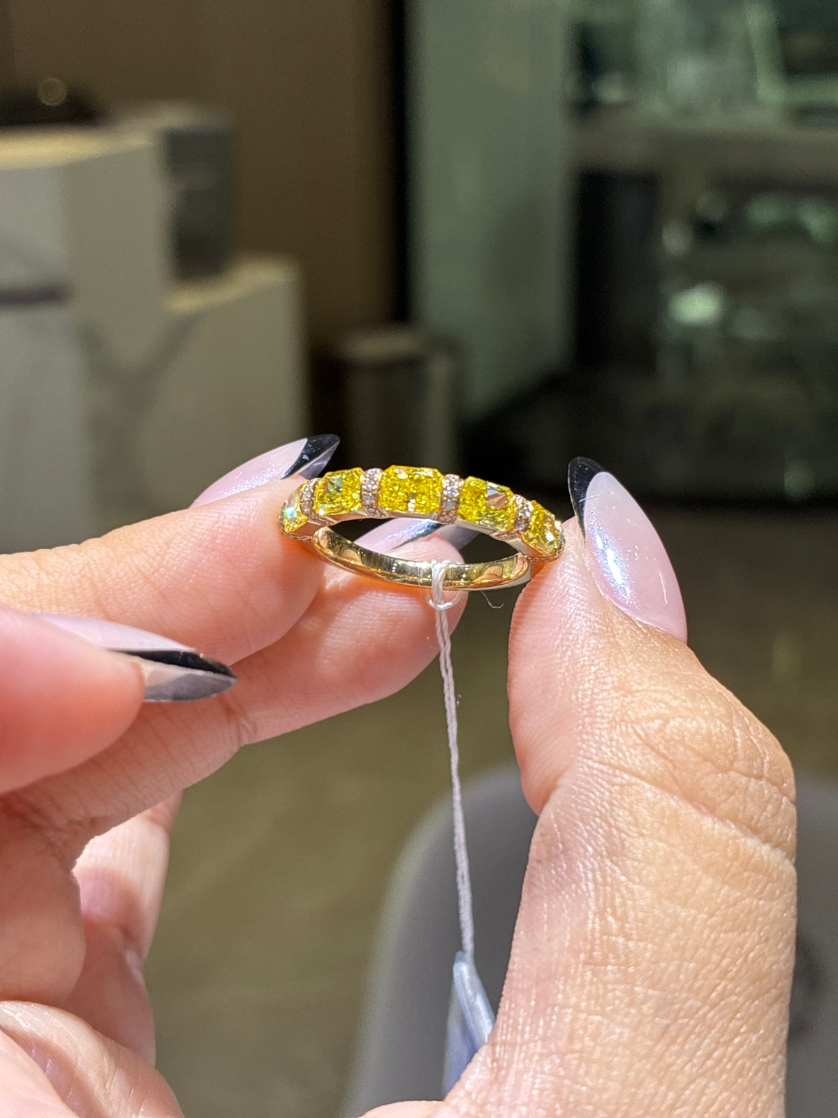 For Nikki ready to ship yellow diamond cushion 2ct 18k gold & customize 1.6ct yellow diamond band in 14k