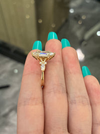 For jininguyen 14K solid gold 3.02ct Dutch Marquis shape E VS1 with 0.242ct side stones