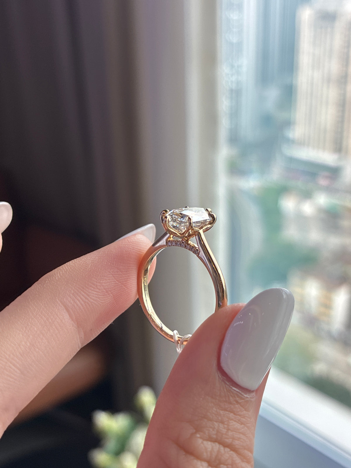For Jennifer 14k solid gold 2.05ct Dutch marquise crisscut with 0.041ct sidestones, flower basket