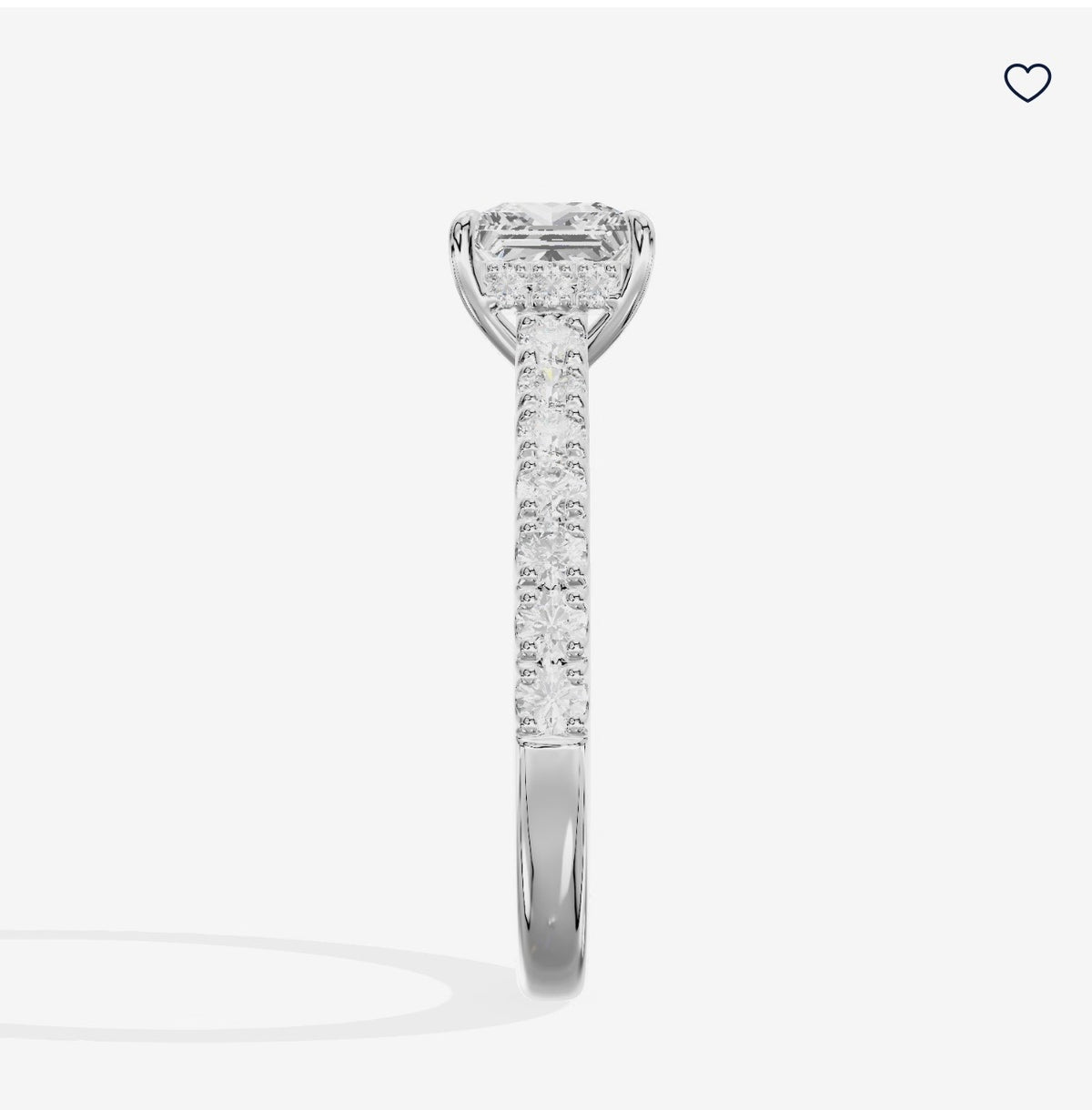 Stone setting service for Christie’s 14K white gold ring setting with 0.50 ct. total weight of side stones, designed to fit a 1.47 ct. princess-cut center stone measuring 6.23 × 6.16 × 4.51 mm.