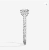 Stone setting service for Christie’s 14K white gold ring setting with 0.50 ct. total weight of side stones, designed to fit a 1.47 ct. princess-cut center stone measuring 6.23 × 6.16 × 4.51 mm.