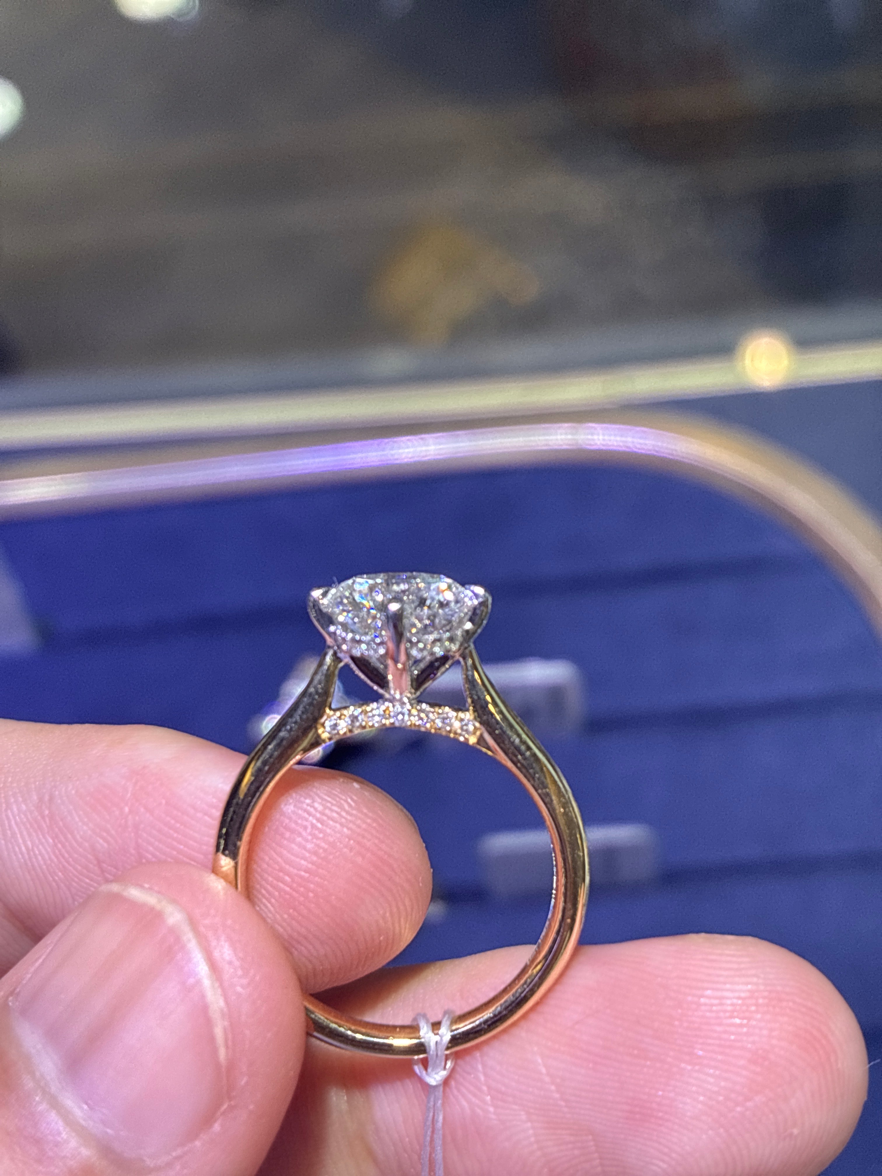 14k gold, 2 carat round engagement diamond ring