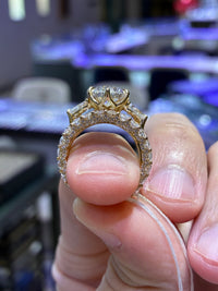 Diamond Retaining Fee for Catherine Horton’s Wedding Set//Tri-Stones Pear Cut Diamond Wedding Ring//14K Solid white gold//3.23ct Pear cut diamond//E/VVS2//28 Stones for total 0.845ct//Oval Cut 3/4 Coverage Micro Pavé Eternity Band//14K Solid white gold