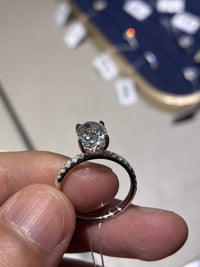 18k white gold 2.29 carat oval hidden halo diamond ring