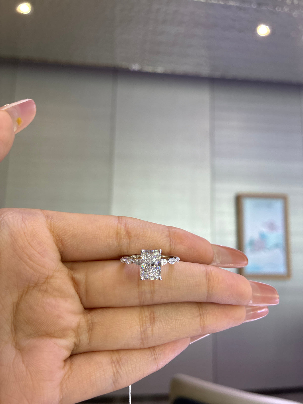 Deposit for @Stacynicolestitok, 14k white gold, 3ct main stone, around 50 points side stone, E/VVS2
