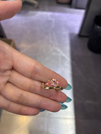 Deposit for User23086 14K yellow gold 2.05ct pinkpear with hidden halo, without channel side stones, thinner band.