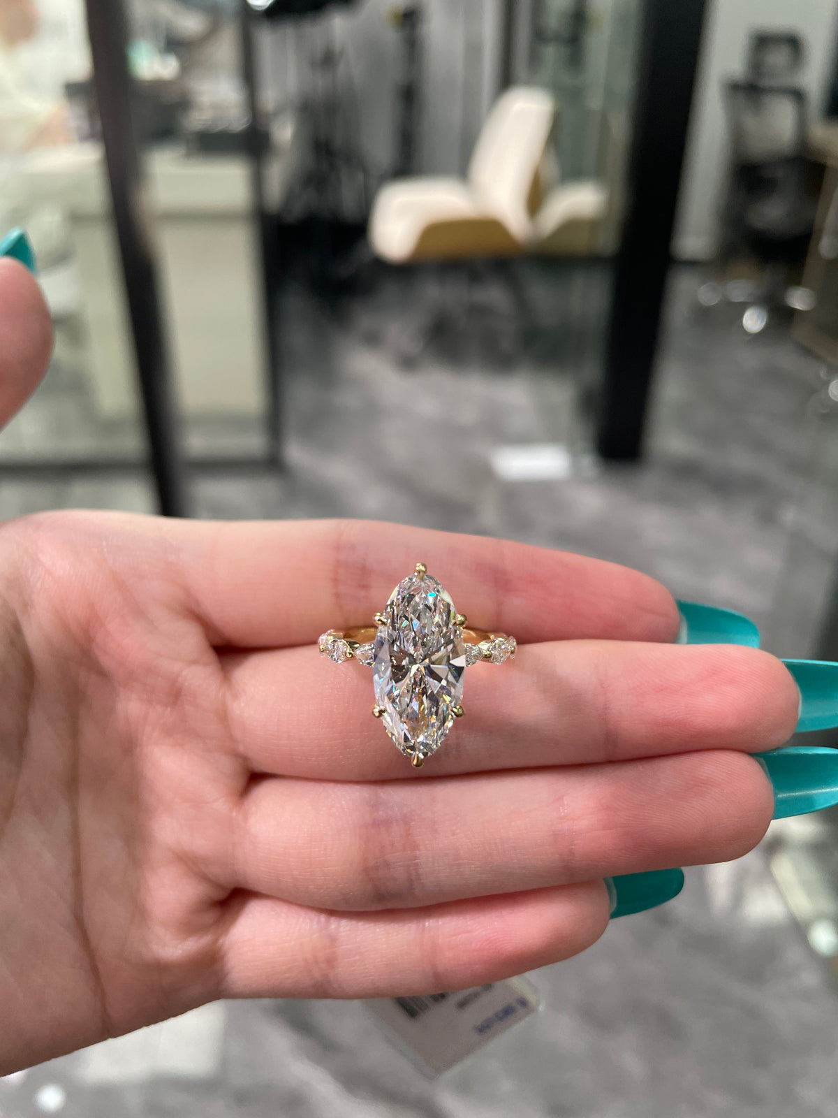 For skin.co.byreina half payment for 18K Solid yellow gold 5.02ct Moval Shape E/VS1 Bubble Band High Setting Wedding Ring 24 side stones for total 1.062ct