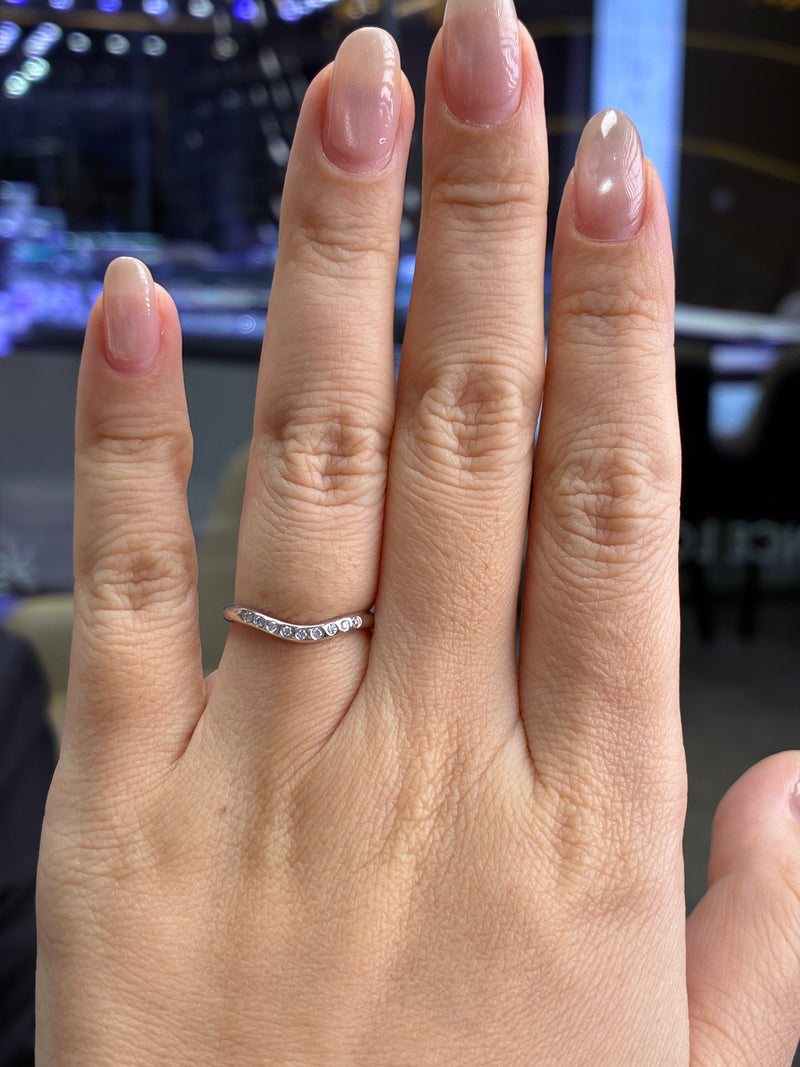 For Amy, Platinum Curve Band, total 0.063ct