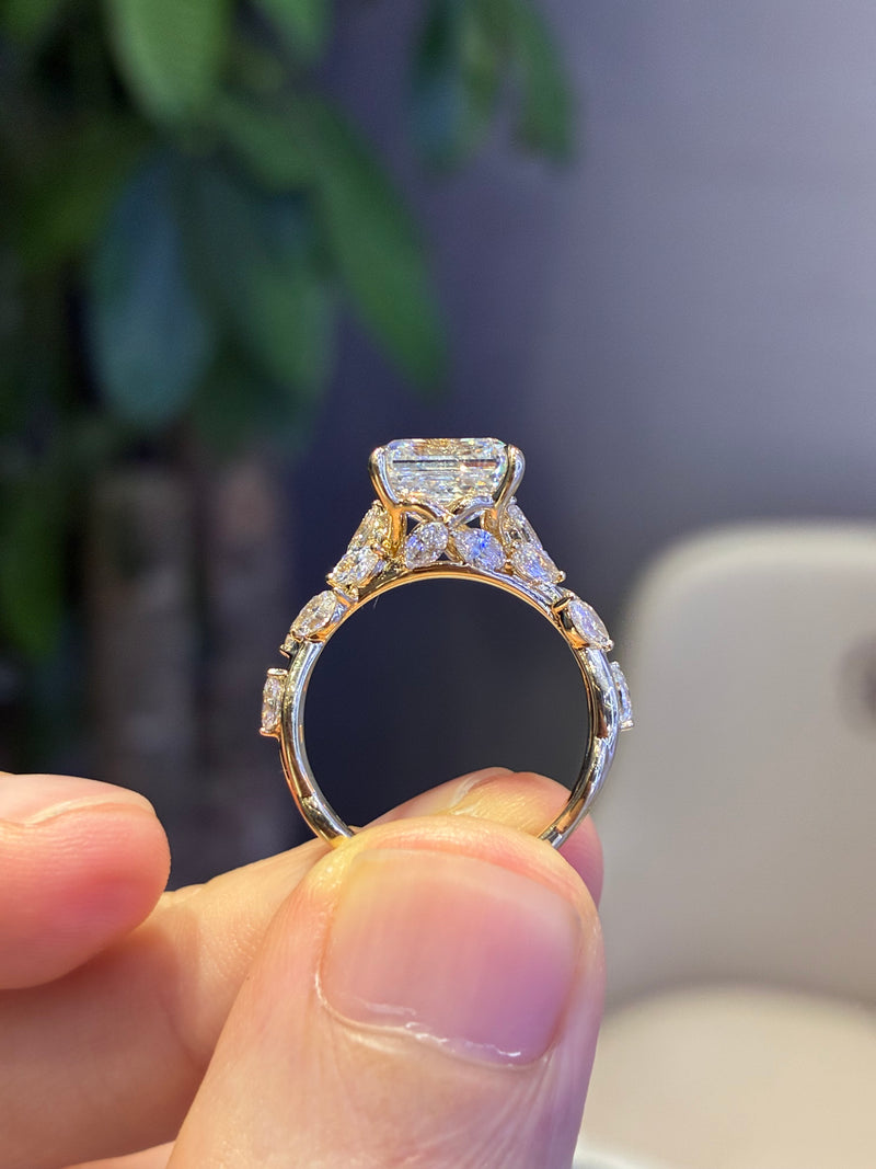 Deposit for customization for Crystal Asscher 3.5 carats E/VS1 with 1.022 carats side diamonds in 16 pieces in 14k solid white gold