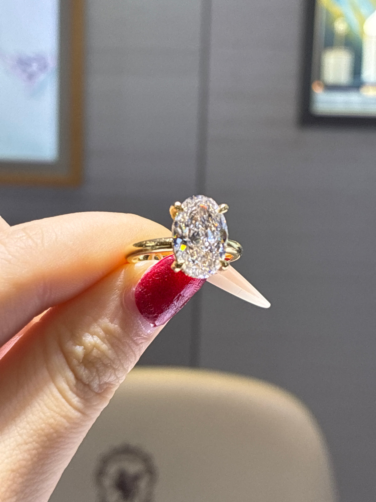 For Diah yellow 18k gold E/vvs2 main stone 5.01ct side stone 0.266ct