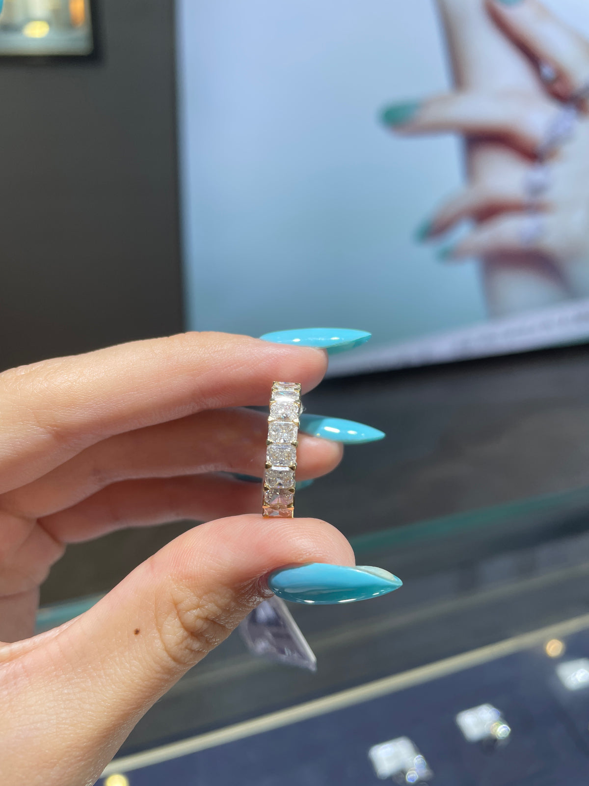 Remaining balance For CNY moon goodness 14k Radiant cut 2.87ct D vvs1 3.2mm band ,with 4.29 full eternity radiant cut ring