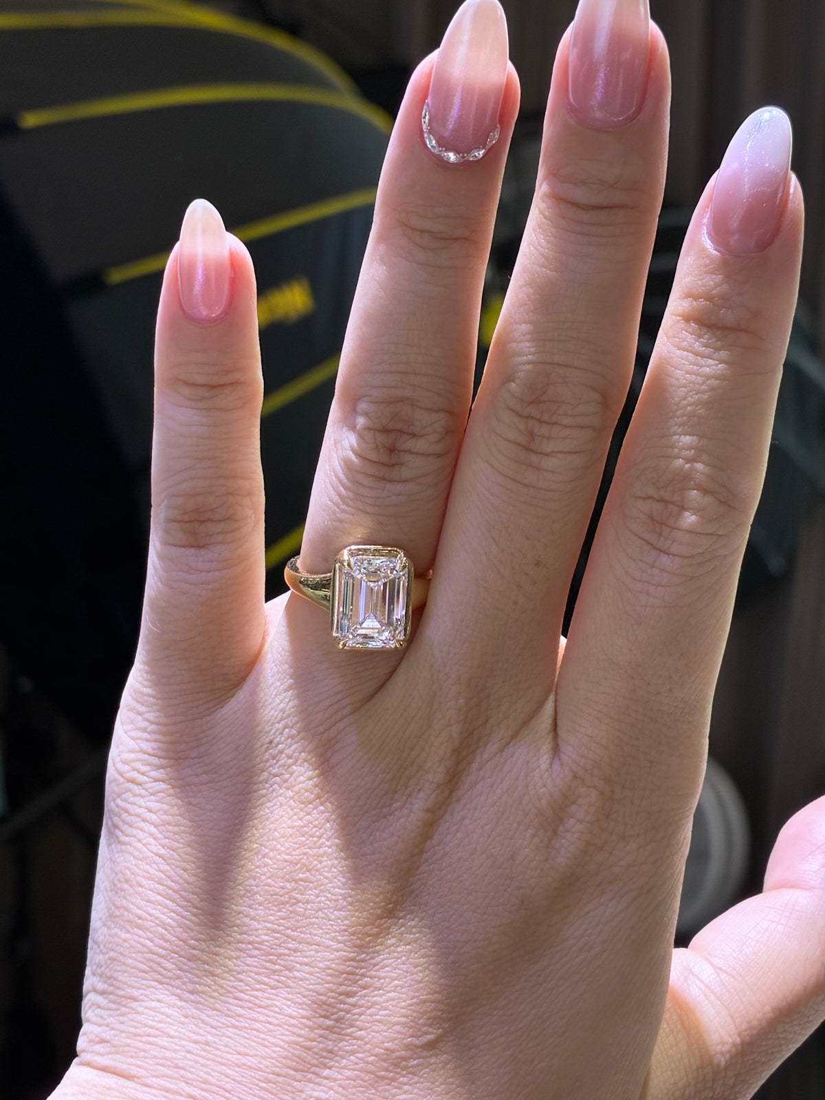 For Celeste, Deposit for 5ct Emerald Bezel ring, E/VS1