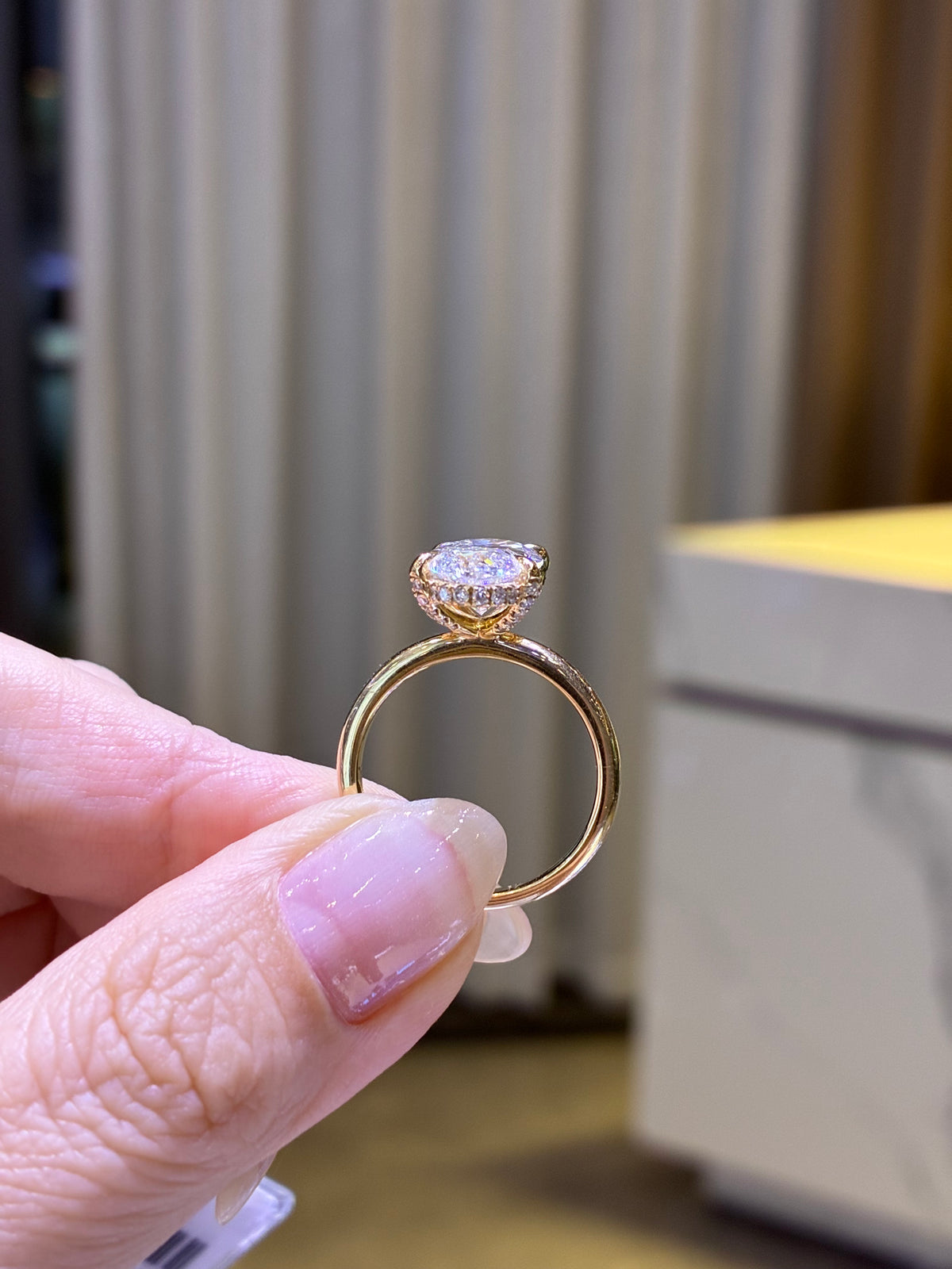 Deposit for Mariela // 5ct Moval 14k yellow gold with hidden halo,E/VS1