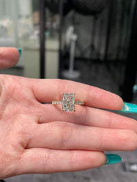 For Queen M, 14k yellow gold, 3ct radiant cut with 0.437ct sidestones(customization)