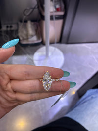 Retainer For Fizz n' 18K 5.02 carat Marquise E VS1 with 1.062ct side stones