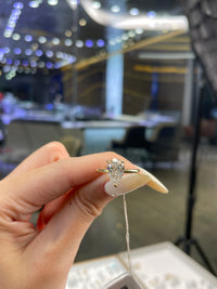 Deposit for Lizzy Fit 14k solid white gold 2carat pear fancy intense yellow diamond VS1 with 0.136ct sidestones