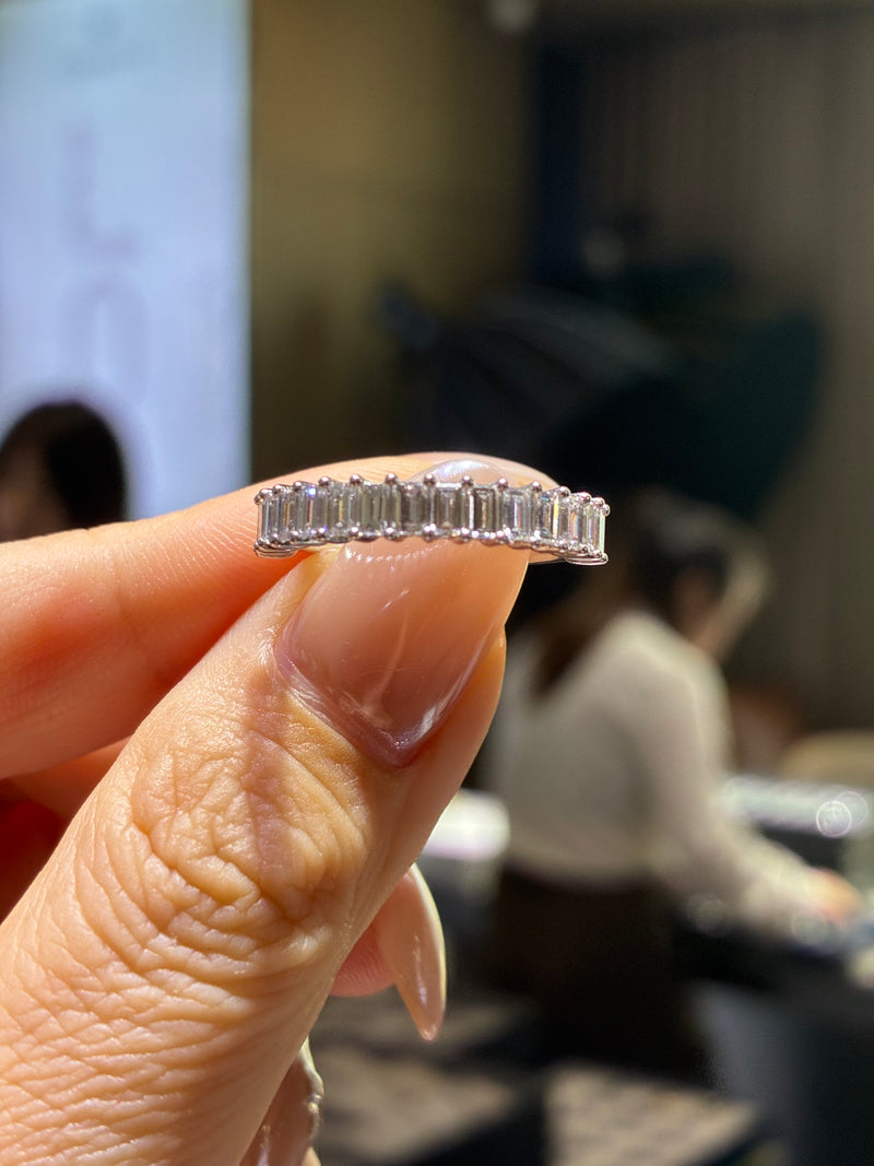 For Dania, Baguette Half Eternity Band in 18K White Gold