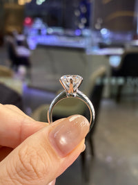 For Cal, 3ct Round brilliant cut solitaire engagement ring, 14K yellow gold, E/VVS2