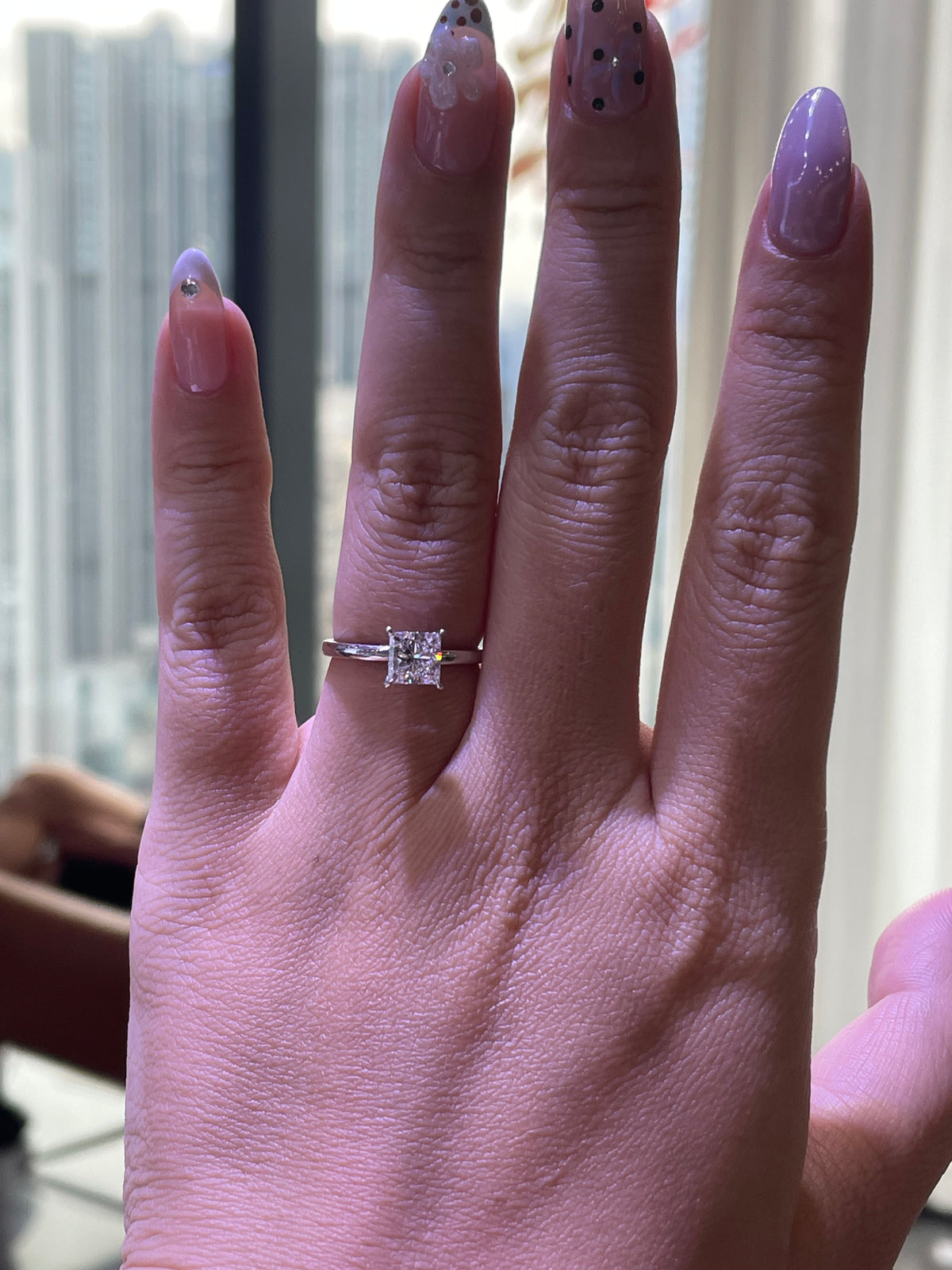 For Southern, 1ct princess cut solitaire engagement ring, D/VVS2
