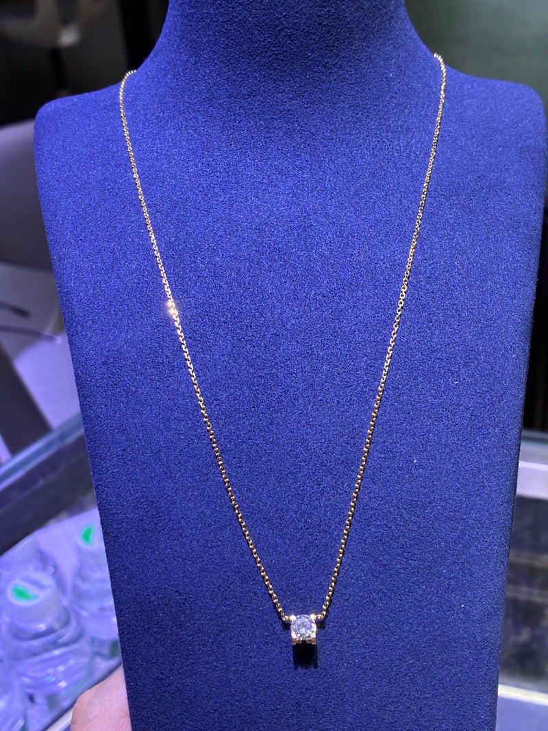 For coco tea Round 0.75 carats lab diamond necklace in 14k yellow gold