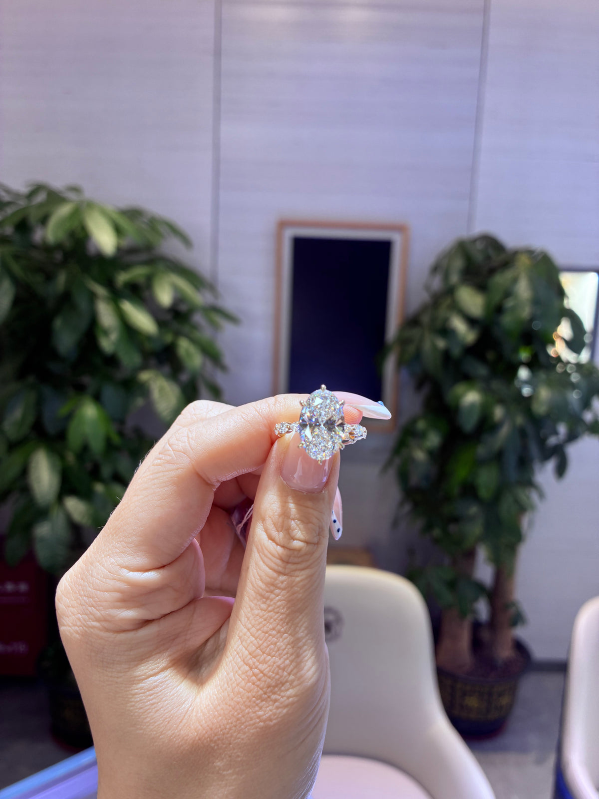 Deposit For Jessica, 6ct Oval mainstones with 0.897ct marquise sidestones, E/VS1, 14k white gold