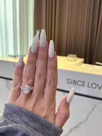 For ElevatedLux, 14k white gold setting only, designed to fit a 4ct radiant loose diamond, the side stones total 0.9ct. All the side stones are D–E color with VS–VVS clarity