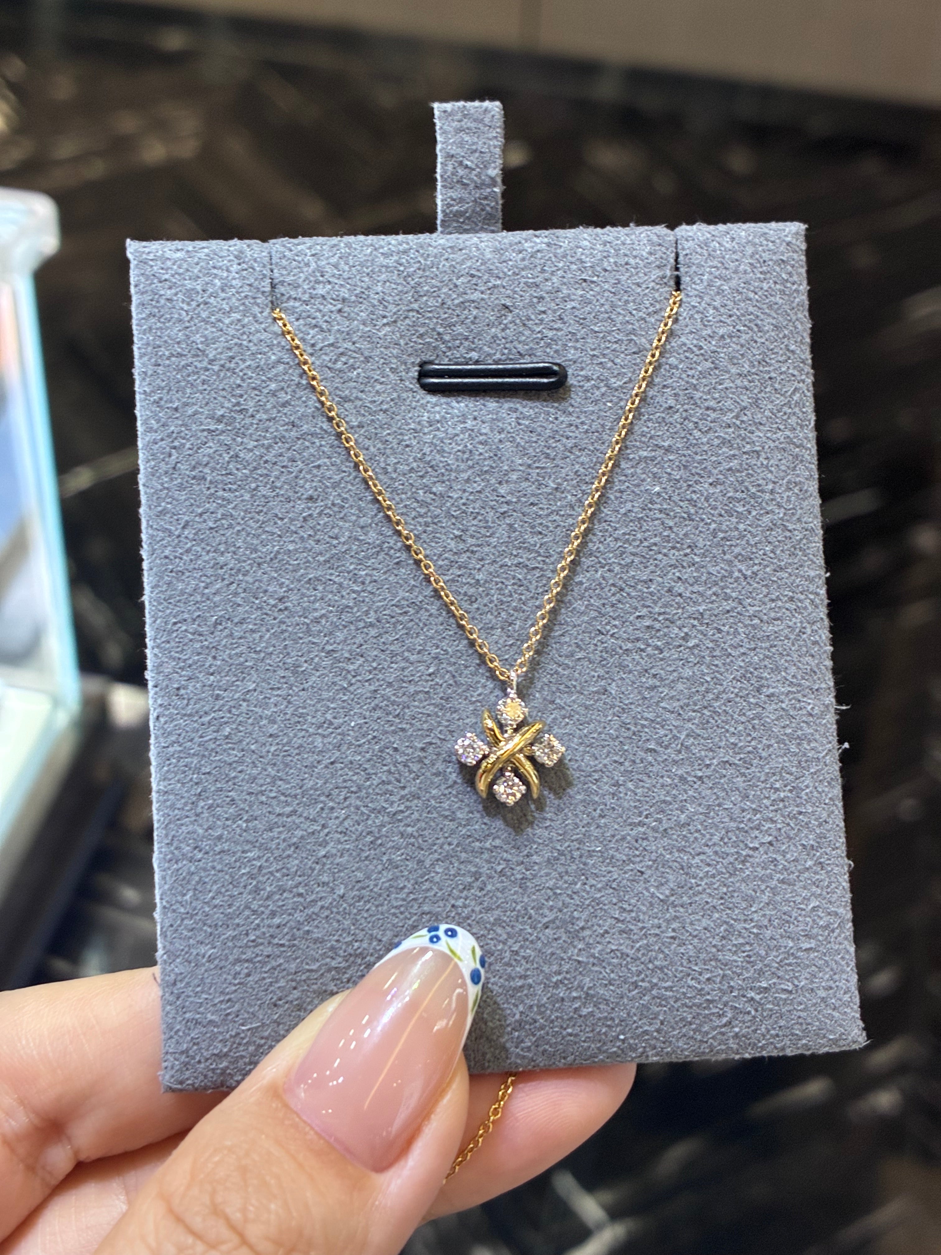 18K Gold Lab Diamond Necklace, total 0.208ct