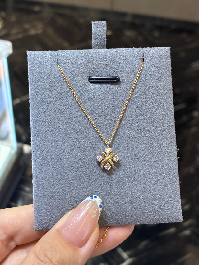18K Gold Lab Diamond Necklace, total 0.208ct