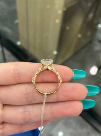 For jininguyen 14K solid gold 3.56ct Ascher shape E VVS2 with 1.022ct marquise side stones