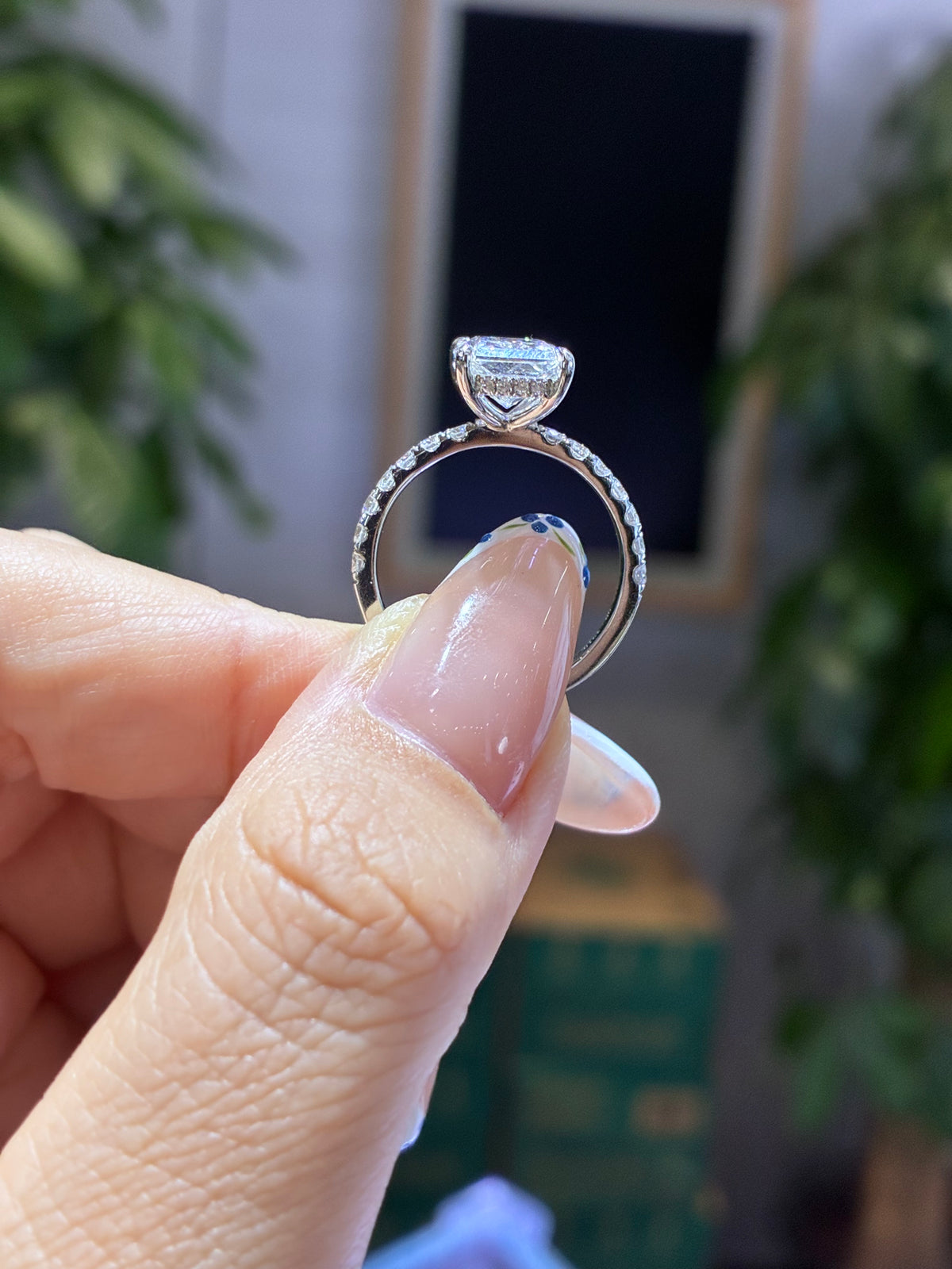 For Sassy, 3.01+0.518ct Radiant Pave Lab Diamond Ring, E/VS1