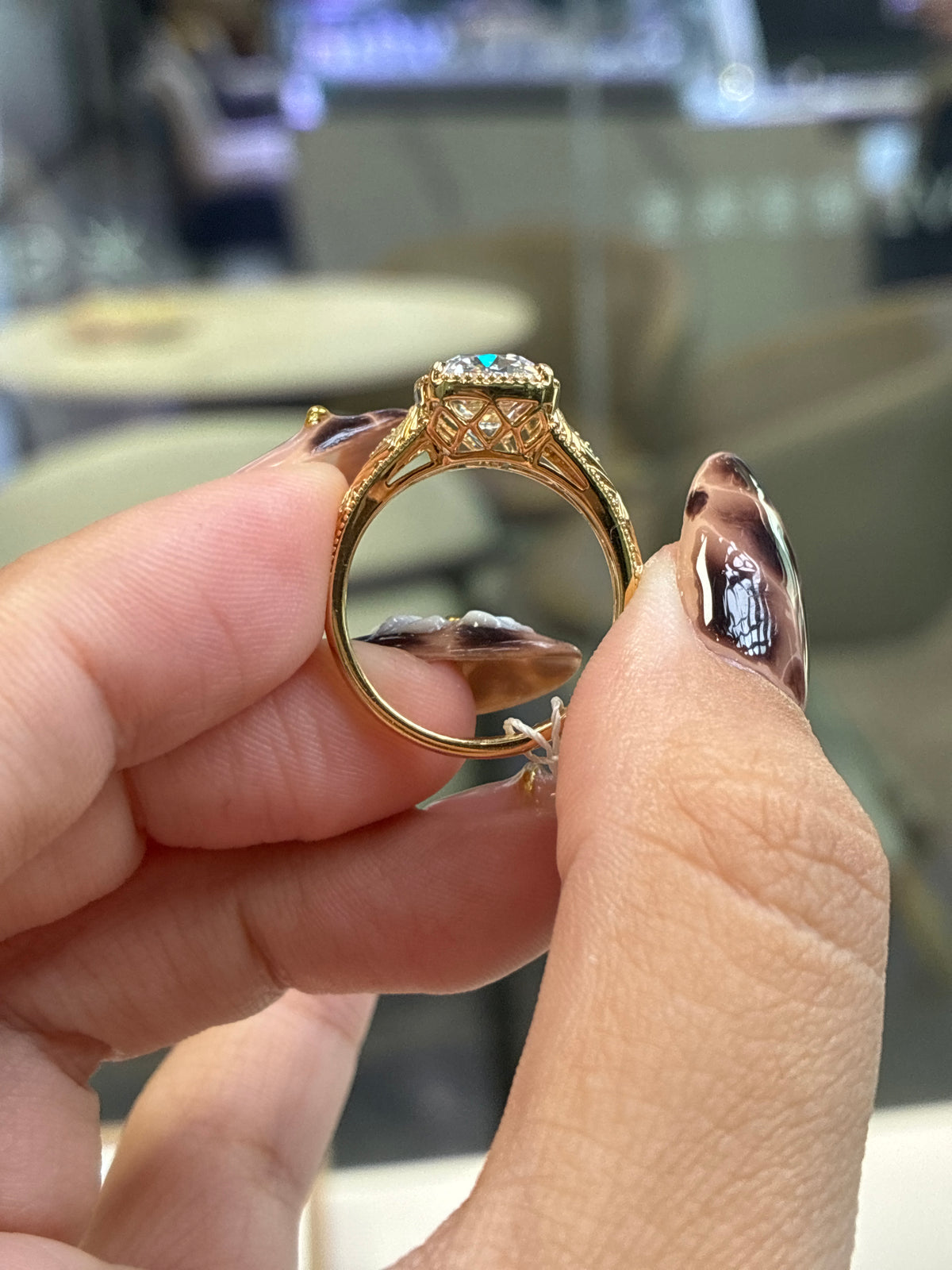 Deposit for Swann Karma 18k 4ct old mine cut Taylor swift style ring with 0.06ct side stone