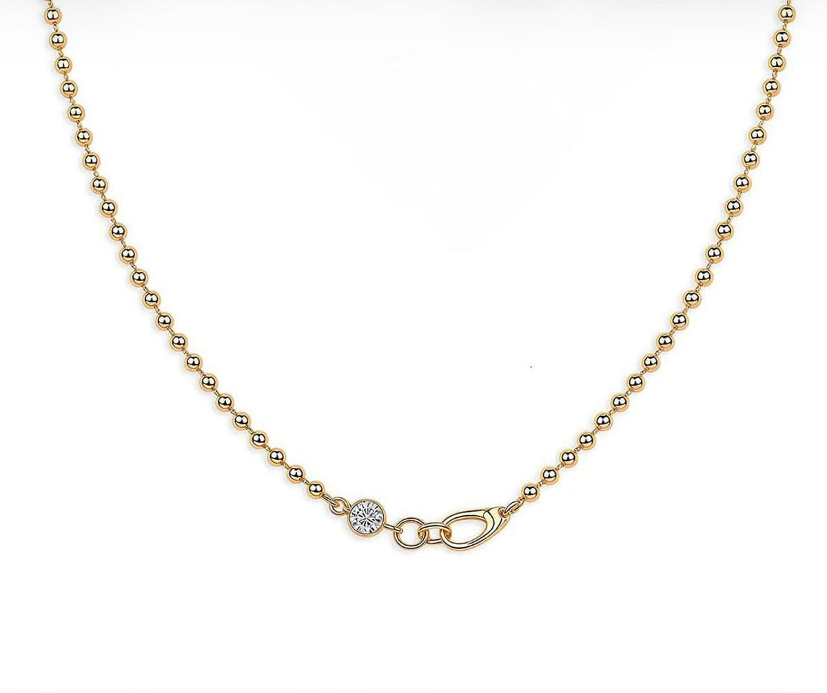 For Nichole, Deposit for 2mm Bead chain necklace with 0.5ct round cut, D/VS1, 18K Yellow Gold,around 4g gold weight