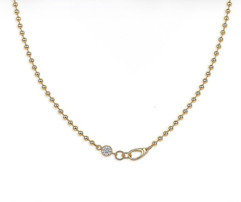 For Nichole, Deposit for 2mm Bead chain necklace with 0.5ct round cut, D/VS1, 18K Yellow Gold,around 4g gold weight