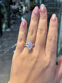Deposit For Mimie,Custom for 14K White Gold Bridal Set, 4ct Marquise center stone with 0.9ct sidestones Engagement Ring + 0.6ct Marquise wedding band