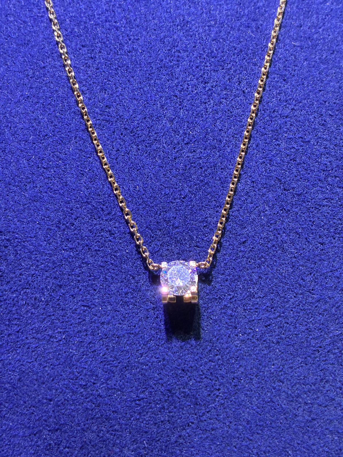 For coco tea Round 0.75 carats lab diamond necklace in 14k yellow gold