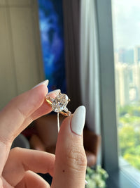 For Pamebnzm 18k solid yellow gold 3.08ct oval E VVS2 with 0.611ct marquise&hidden halo